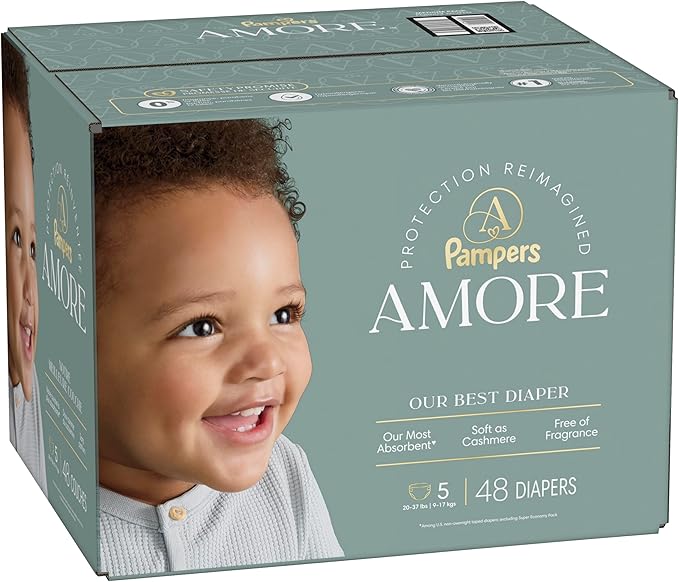 Pampers Amore, Size 5 (20-37 lbs), 48 Count, Our Best Diaper