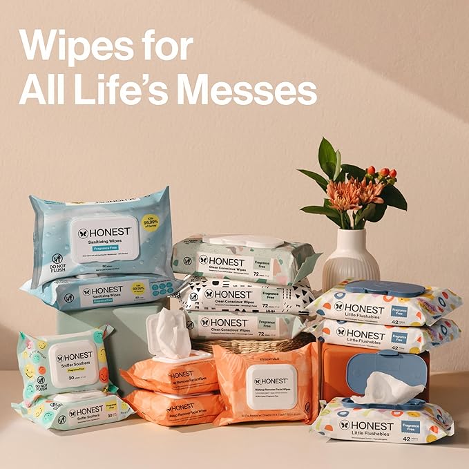 The Honest Company Hypoallergenic Multi-Use Baby Wipes for Sensitive Baby Skin, Pattern Play, 60 Count