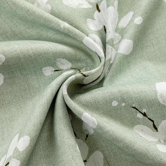 FMFUNCTEX 100% Blackout Curtains for Bedroom Sage Green Floral 108 Inches Long Curtain for Living Room Blossom Printed Thermal Insulated Extra Long Drapes for Farmhouse Décor 2 Panels Grommet Top