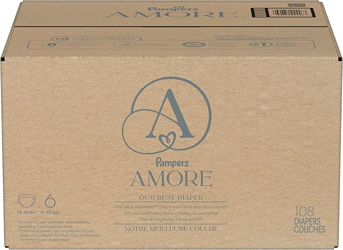 Pampers Amore, Size 6 (23-44 lbs), 108 Count, Our Best Diaper
