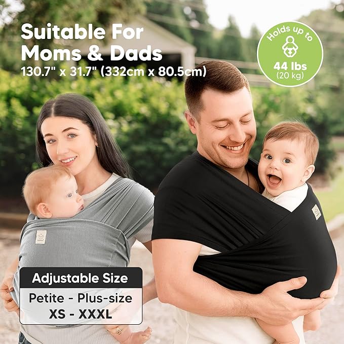 KeaBabies Baby Wrap Carrier Ring Sling - Easy to Wear, Adjustable D-Lite Baby Carrier Newborn to Toddler, Infant Carrying Shirt, Hands Free Bonding, Breathable Fabric Wearing Wrap (Powder Blue)