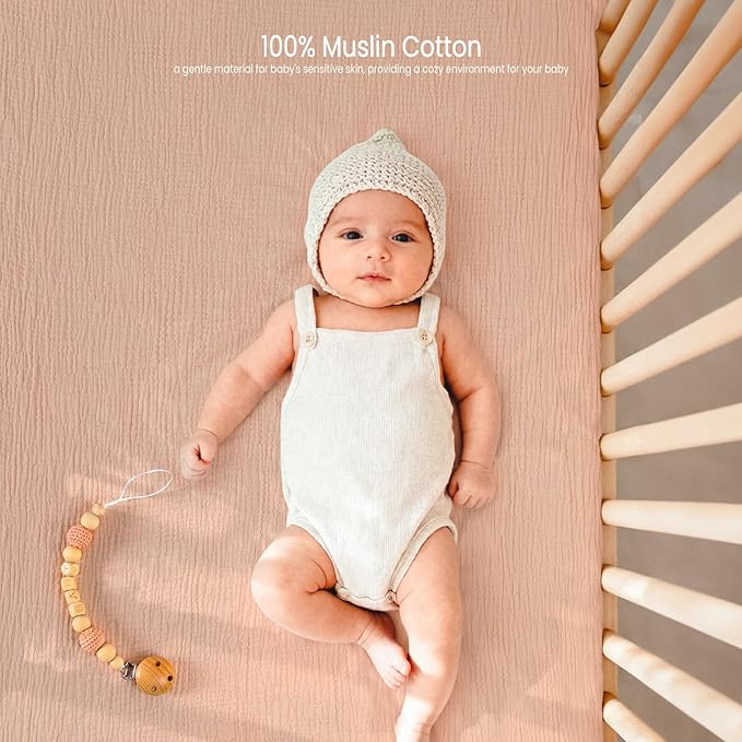 Lulu Moon Muslin Crib Sheets - Fitted Crib Mattress Sheets for Boys and Girl - 28"x 52", 2 Pack