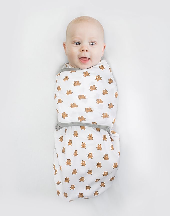 Amazing Baby Swaddle Blanket with Adjustable Wrap, Set of 2, Tiny Bear and Trees, Butterum and Sterling, Small