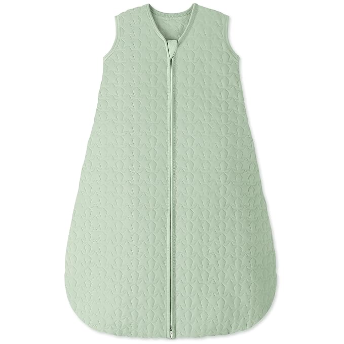 Unnivoll Baby Sleep Sack 0-6 Months 1.0 Tog Baby Wearable Blanket Cotton Sleeping Sack Quilted Baby Sleep Bag with 2-Way Zipper for Infant Newborn Green