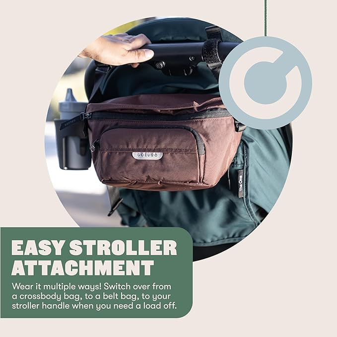 Colugo On-The-Go Stroller Organizer Insert with Zipper, Caddy with Cup Holder, Stroller Accessories for Parents specially designed to fit to your stroller with Non Slip Straps (Olive)