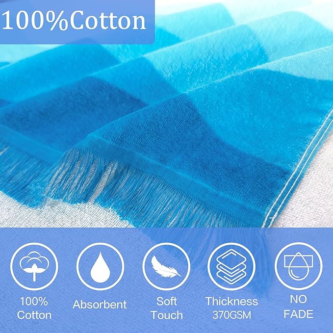 VOOVA & MOVAS Hooded Bath Towel for Boys| Girl | Teens (8-16Years), 100% Cotton Thick Poncho Towel Robe for Big Kids, Perfect for Pool, Beach,Bathroom,Waves Tassels