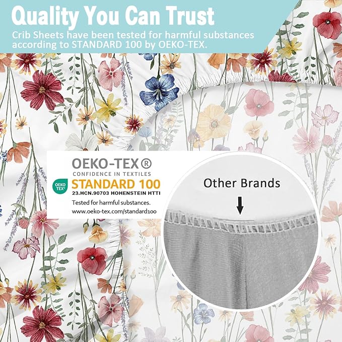 Bimocosy Pack and Play Sheets Fitted 4 Pack, 38 x 26 Inch Pack n Play Mini Crib Sheets for Boys and Girls, Soft Stretchy Playard Mattress Sheets for Graco Pack n Play, Butterfly Meadow