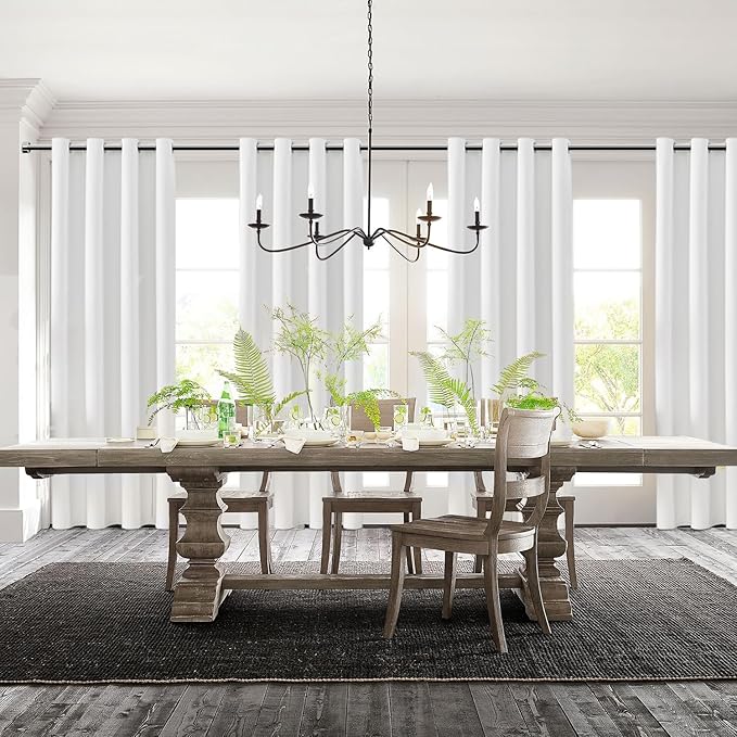 ChrisDowa 100% Blackout Pure White Solid Curtains 84 Inches Long 2 Panels for Bedroom Living Room,Farmhouse Room Darkening Thermal Insulated Soundproof Grommet Top Window Treatment Drapes,52x84