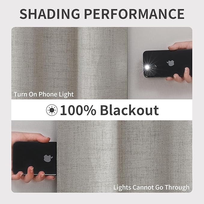 Joydeco Custom Textured 100% Blackout Curtain for Bedroom and Living Room. Grommet Textured Thermal Insulated Room Darkening Curtain 1 Panel (Custom Size and Color)