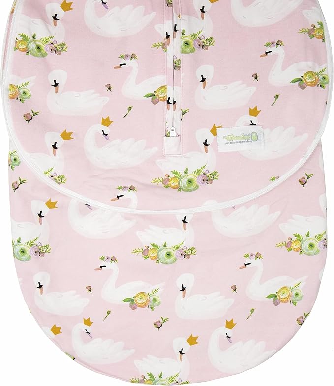 Woombie Grow with Me Baby Swaddle, Convertible Swaddle Fits 0-9 Months, Expands to Wearable Blanket for up to 18 Months, Princess Swan