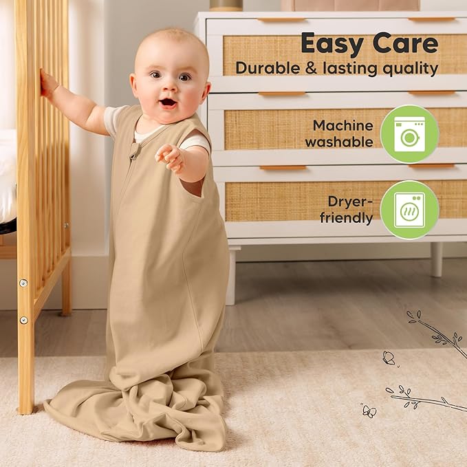 2-Pack Baby Sleep Sacks, Zipper Wearable Blanket - 0.5TOG Organic Cotton, Lightweight, Soft Cozy Toddler Sleeping Sack 12-24 months, Easy to Wear Large Newborn Transition Swaddles Sleepsacks (Toasty)