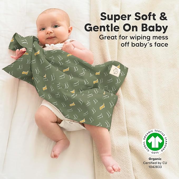 Organic Burp Cloths Baby Boy, Girl - 6-Pack Large 100% Cotton Burping Cloths for Babies, Spit Up Rags, Super Absorbent, Ultra Soft Newborn Rag, Gender Neutral,Machine Washable,Durable(Mesozoic)