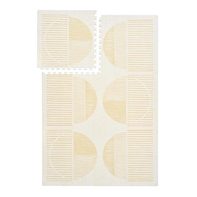 PopsyKosy Premium Baby Floor Play Mat - Thick & Cushioned 0.5 inch Playroom Foam Mat, Non-Toxic Odorless - 6 Tiles - Spacious 6x4 ft. - Stylish & Large, Waterproof for Kids & Toddlers - Ecru Linen