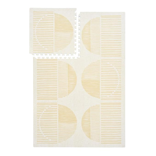 PopsyKosy Premium Baby Floor Play Mat - Thick & Cushioned 0.5 inch Playroom Foam Mat, Non-Toxic Odorless - 6 Tiles - Spacious 6x4 ft. - Stylish & Large, Waterproof for Kids & Toddlers - Ecru Linen
