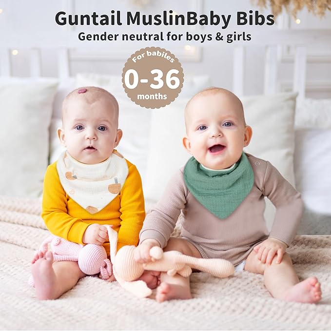 GUNTAIL Magnetic Bandana Drool Bibs 6-pack - Magnetic Closure Baby Bibs - Safe, Easy, Chic Teething Bib