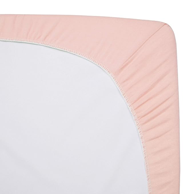 American Baby Company 2 Pack 100% Natural Cotton Fitted Crib Sheets 52" x 28" - Soft, Breathable, Hypoallergenic & Gentle Toddler Bed Sheets, Pink Stars and Blush, Neutral for Boys & Girls