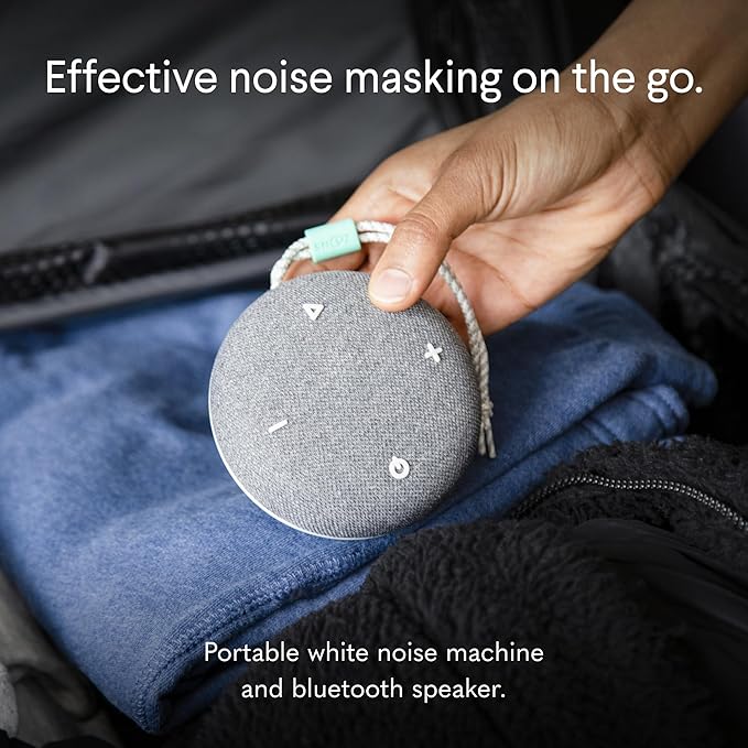 SNOOZ Go - Portable Travel Sound Machine, 6 Sounds, Fan, Pink & White Noise, Rechargeable Bluetooth Speaker, Sleep Aid for Adults, Kids, Office Privacy, Sleeping Essential for Gift Registry - Charcoal