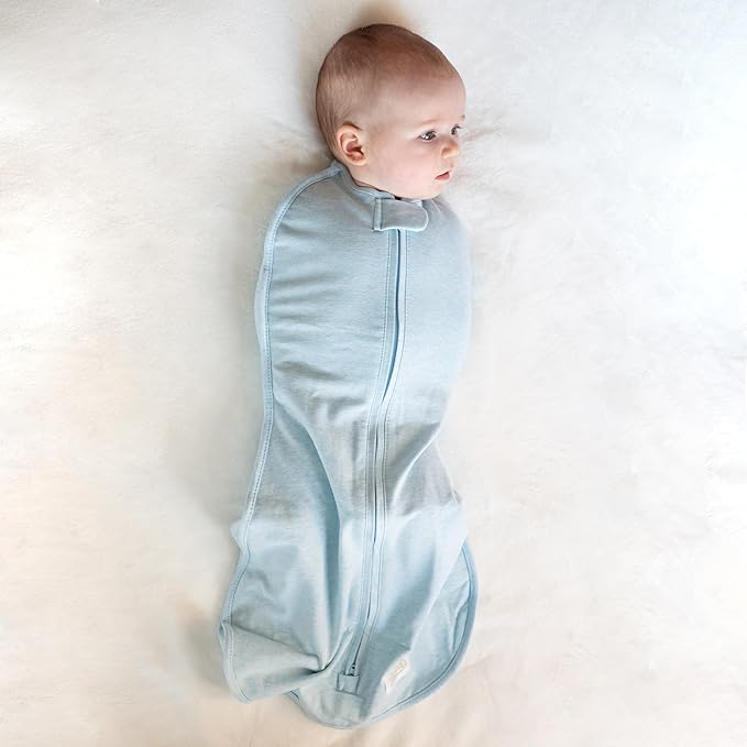 Woombie Grow with Me Baby Swaddle, Convertible Swaddle Fits Babies 0-9 Months, Expands to Wearable Blanket for Babies up to 18 Months, Blue Lanterns