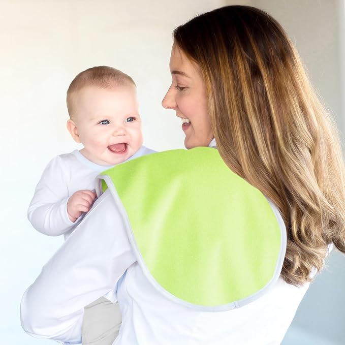 Kiddologic Baby Burp Cloth, Triple Protection, 2 Layers Soft Absorbent Terry, Waterproof Inner Lining, Large Size Curved Design, Extra Coverage, Newborn/Infant Unisex Burping Rag, Fresh Lime (Green)