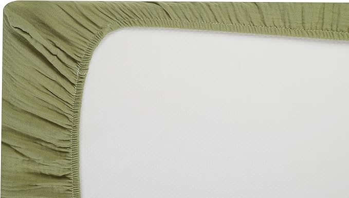 Onacosht Muslin Crib Sheets for Boys Girls, Soft Breathable 100% Cotton Baby Fitted Sheet 52" x 28" for Standard Toddler Crib Mattress, 2 Pack, Leaf and Yellowish Green