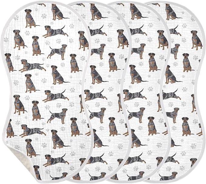 Qinllo 4 Pack Muslin Burp Cloths Great Dane Dogs White Cotton Baby Burp Cloths Ultra Absorbent and Soft Burping Cloth for Newborn Babies Boys Girls 22x11 Inch