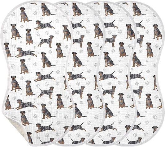 Qinllo 4 Pack Muslin Burp Cloths Great Dane Dogs White Cotton Baby Burp Cloths Ultra Absorbent and Soft Burping Cloth for Newborn Babies Boys Girls 22x11 Inch