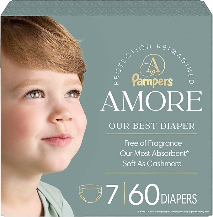 Pampers Amore, Size 7 (26-50 lbs), 60 Count, Our Best Diaper