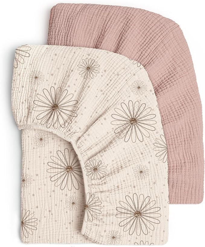 Lulu Moon Muslin Crib Sheets - Fitted Crib Mattress Sheets for Boys and Girl - 28"x 52", 2 Pack