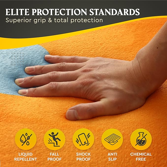 Puzzle Baby PlayMat Rug Extra Thick 3.5CM | Cloudsoft Coral Velvet Crawl Memory Foam Floor Mat | Anti-Spill | Anti-Slip | Toddlers Infants Kids Children | 60"x80" | Tummy Time | Padded Yoga Rug