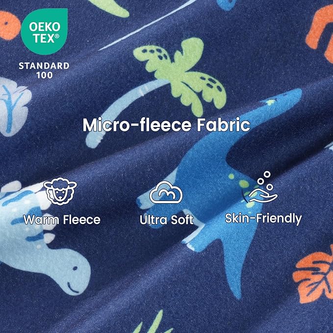 PHF Warm Micro-Fleece Baby Sleep Sack 12-18 Months, Soft Baby Wearable Blanket, 2-Way Zipper Sleeping Bags, 2 Pack Comfy Toddler Sleeping Sack for Boys, Large Size, Dinosaur