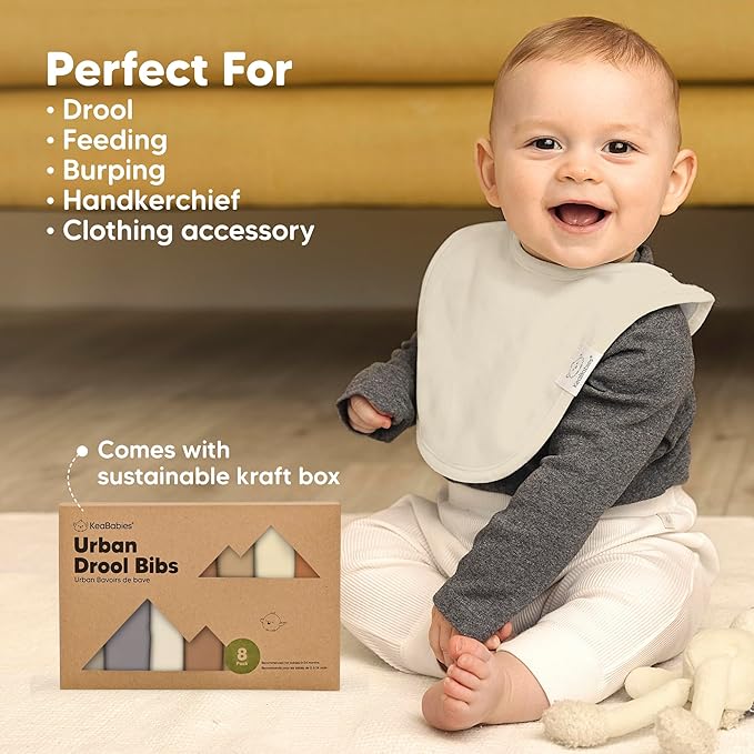 8-Pack Organic Baby Bibs for Boys, Girls - Soft Cotton Drooling and Teething Bibs for Baby Girl & Boy, Extra Absorbent, Easy to Clean & Put On for Toddler, Newborn, Infant 0-24 Months (Eclipse)