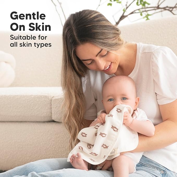 5-Pack Muslin Burp Cloths Baby Boy, Girl - Very Absorbent Baby Burp Cloth Rags, 8-Layers Viscose Derived from Bamboo Cotton Muslin Towel, Super Soft Spit Up Rags, No Shrink Washcloths (The Wild)