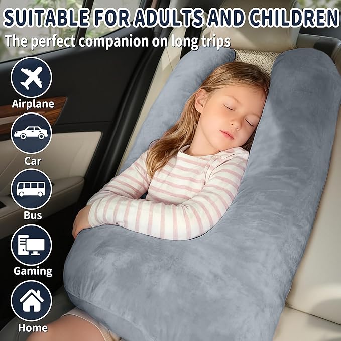 Car Pillow for Kids, Car Pillow, Travel Pillow Cushion for Car and Adults, Support Head and Neck on Road Trips, Pink