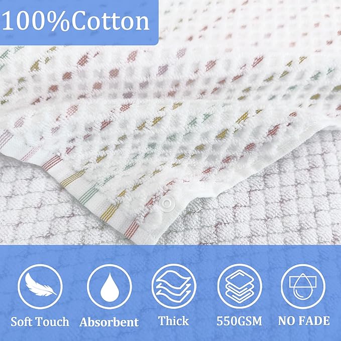 VOOVA & MOVAS Teens Bath Towel with Hood (8-14 Years,64"X33") | Soft Quick Dry Absorbent 100% Cotton Thick Towel Wrap | Versatile Beach, Pool, Swim & Bath Cover-Up | Pastel Mix Fine Stripe