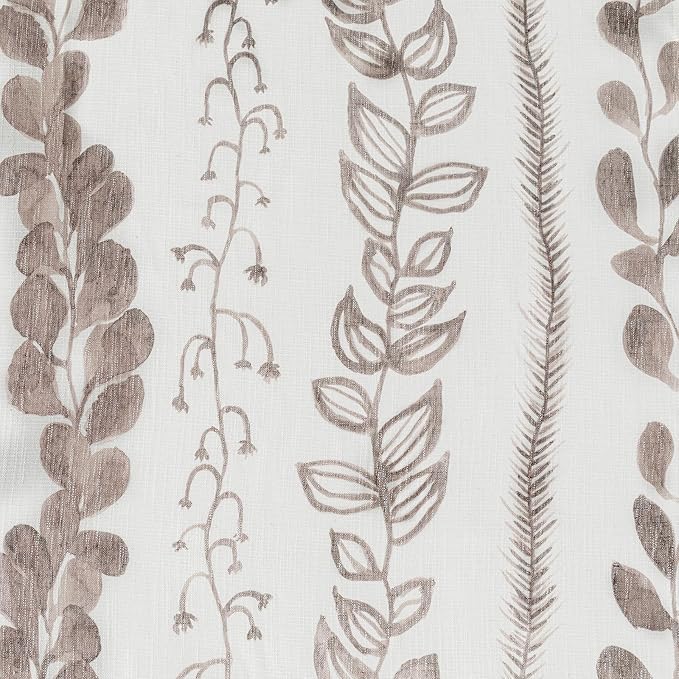 MEETSKY Boho Curtains 2 Panels Curtains 63 Inches Long Boho Linen Style Curtains for Living Room Semi-Sheer Back Tab Drapes Light Filtering Rod Pocket Window Curtains 2 Panels, Brown