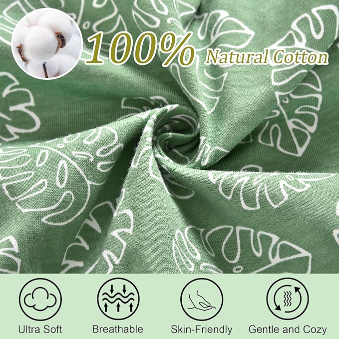 david's kids 100% Cotton 3 Pack Baby Swaddle Wrap for 0-3 Months, Soft Breathable Swaddle Blanket for Newborn Infant, Adjustable Baby Wrap Sleep Sacks for Boys Girls, Newborn Essentials, Leaf