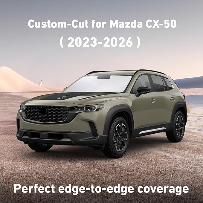 Econour Windshield Sunshade for Mazda CX-50 2023-2024 2025 2026, Sun Visor for Front Windshield & Window Sun Shade Cover, UV Heat Blocker & Protector, Car Accessories