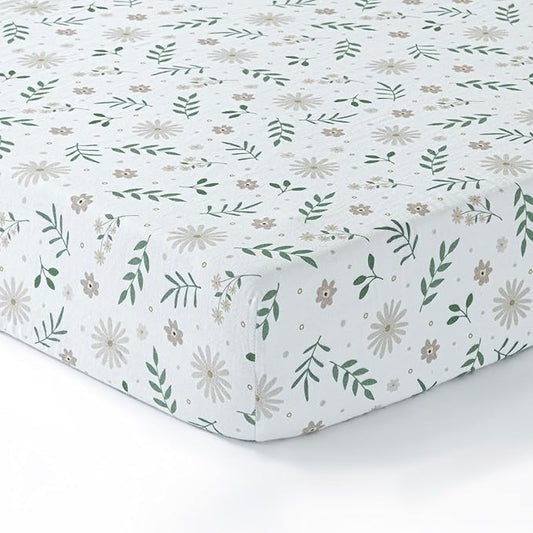 Dreamology Mini Muslin Crib Sheets Girls,Boys,Super Soft,Breathable 1-Pack,100% Cotton Muslin Crib Sheet Fitted,Crib Sheet,Pack n Play Sheets, 24x38 Mini Crib Sheets | Flowers