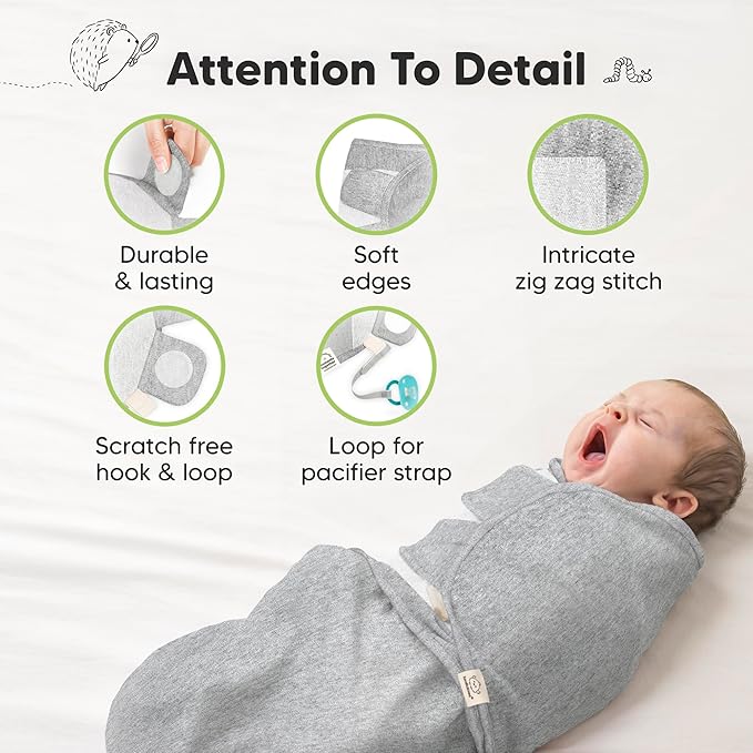3-Pack Organic Baby Swaddle Sleep Sacks - Swaddles for Newborns, Infant 3-6 Months, Baby Girls, Boys, Soft & Snug Newborn Sleep Sack, Nursery Swaddling Blankets (Cloud, L)