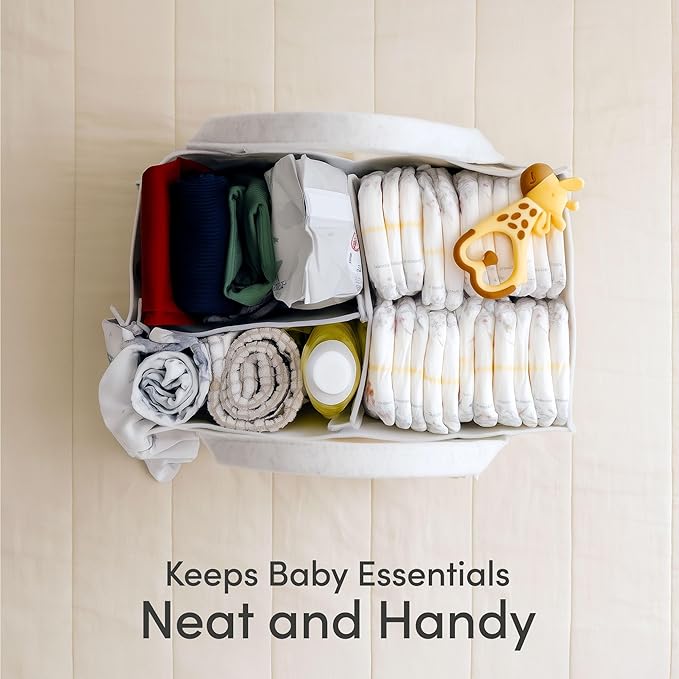 PUTSKA Baby Diaper Caddy Organizer - Nursery Storage Basket for Diaper Station, Baby Basket Shower Gift List and Registry Must-Have, Newborn Essentials, Nursery Decor for Boy or Girl-White,Extra Large