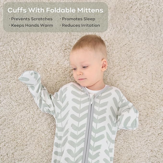 Yoofoss Baby Sleep Sack 18-24 Months Long Sleeve Wearable Blanket Baby 100% Cotton 2-Way Zipper 0.5 Tog Toddler Sleeping Sack, Lightweight(X-Large)