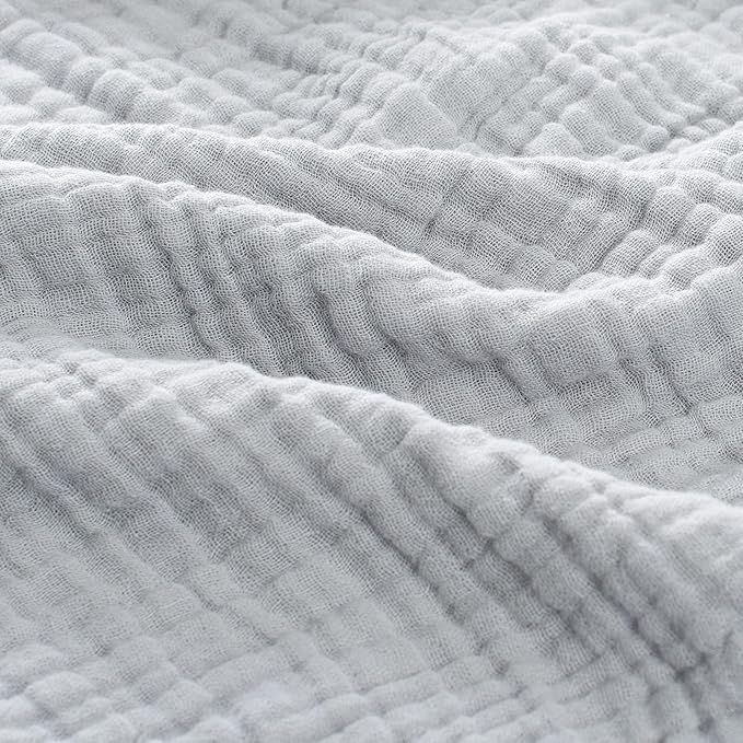 Carriediosa 100% Cotton Muslin Throw Blanket 66" X 90" Twin XL Size，4-Layers Summer Gauze Throws for Bed Couch，Soft Lightweight Breathable Linen Blankets Bedspread for Adults All Season，Grey