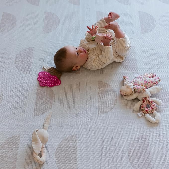 Baby Play Mat for Floor - Aura Oat (6x6ft) - Premium EVA Foam Play Mat for Babies & Toddlers (Ages 0-5+) Non-Toxic Playmat for Tummy Time, Crawling & Playroom - Stylish & Comfortable
