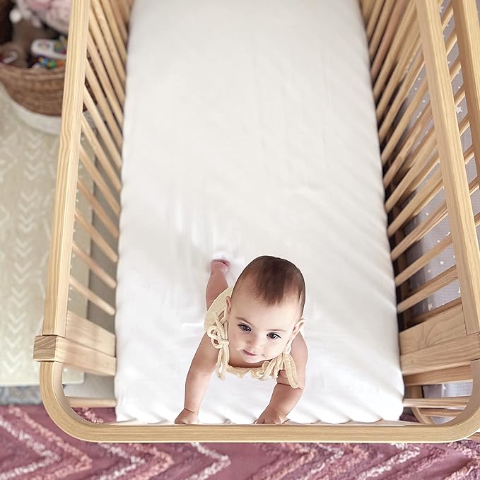 Newton Baby Fitted Mini Crib Sheets (2-Pack) | Organic Muslin Cotton, Breathable & Soft Baby Sheets, Washable Baby Mattress Sheets, Fits Mini Crib Mattresses 24" x 38", Plain White
