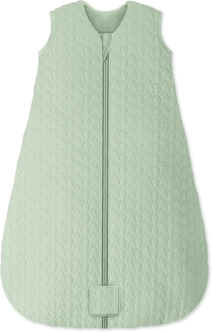 Unnivoll Baby Sleep Sack 18-24 Months TOG 2.5 Winter Baby Wearable Blanket, 100% Cotton Fabric Newborn Infant Sleeping Sack 2-Way Zipper Quilted Baby Sleep Bag, Warm Soft Green
