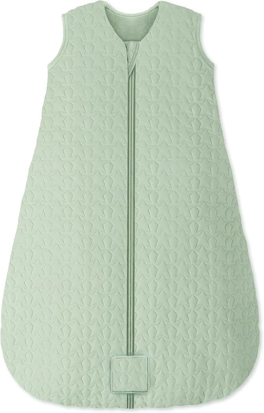 Unnivoll Baby Sleep Sack 18-24 Months TOG 2.5 Winter Baby Wearable Blanket, 100% Cotton Fabric Newborn Infant Sleeping Sack 2-Way Zipper Quilted Baby Sleep Bag, Warm Soft Green