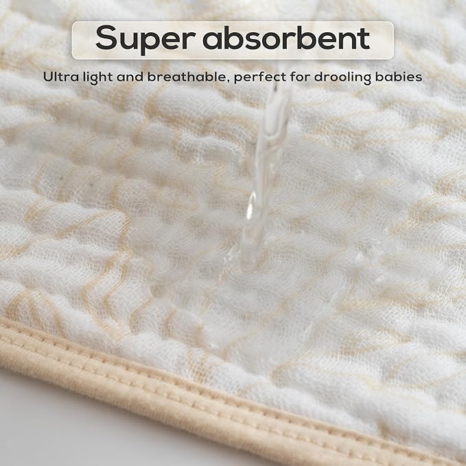 LILY O LAUREL Muslin Burp Cloths, 20"x10"- Pack of 8, 6 Layers Super Soft Absorbent & Breathable 100% Cotton for Baby Drool and Messes, Burp Cloth Baby Boy and Burp Cloths Baby Girl