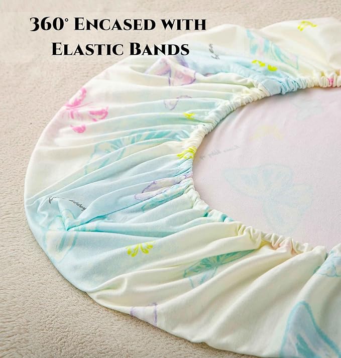 Jersey Butterfly Bassinet Sheets for Baby Girls,32 "x 16 "x 4", 2 Pack,Pink Cute Kawaii Standard Oval/Retangle Fitted Bassinet Sheets for Toddler,Super Soft Breathable