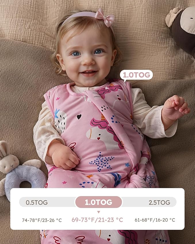 Yoofoss Rayon Made from Bamboo Baby Sleep Sack 0-6 Months 1.0 Tog Baby Wearable Blanket, Super Soft Infant Toddler Sleeping Sack 2-Way Zipper