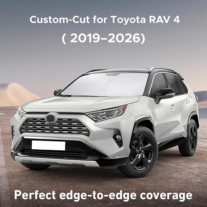 Econour Windshield Sunshade for Toyota RAV4 2019-2024 2025 2026, Sun Visor for Front Windshield & Window Sun Shade Cover, UV Heat Blocker & Protector, Car Accessories